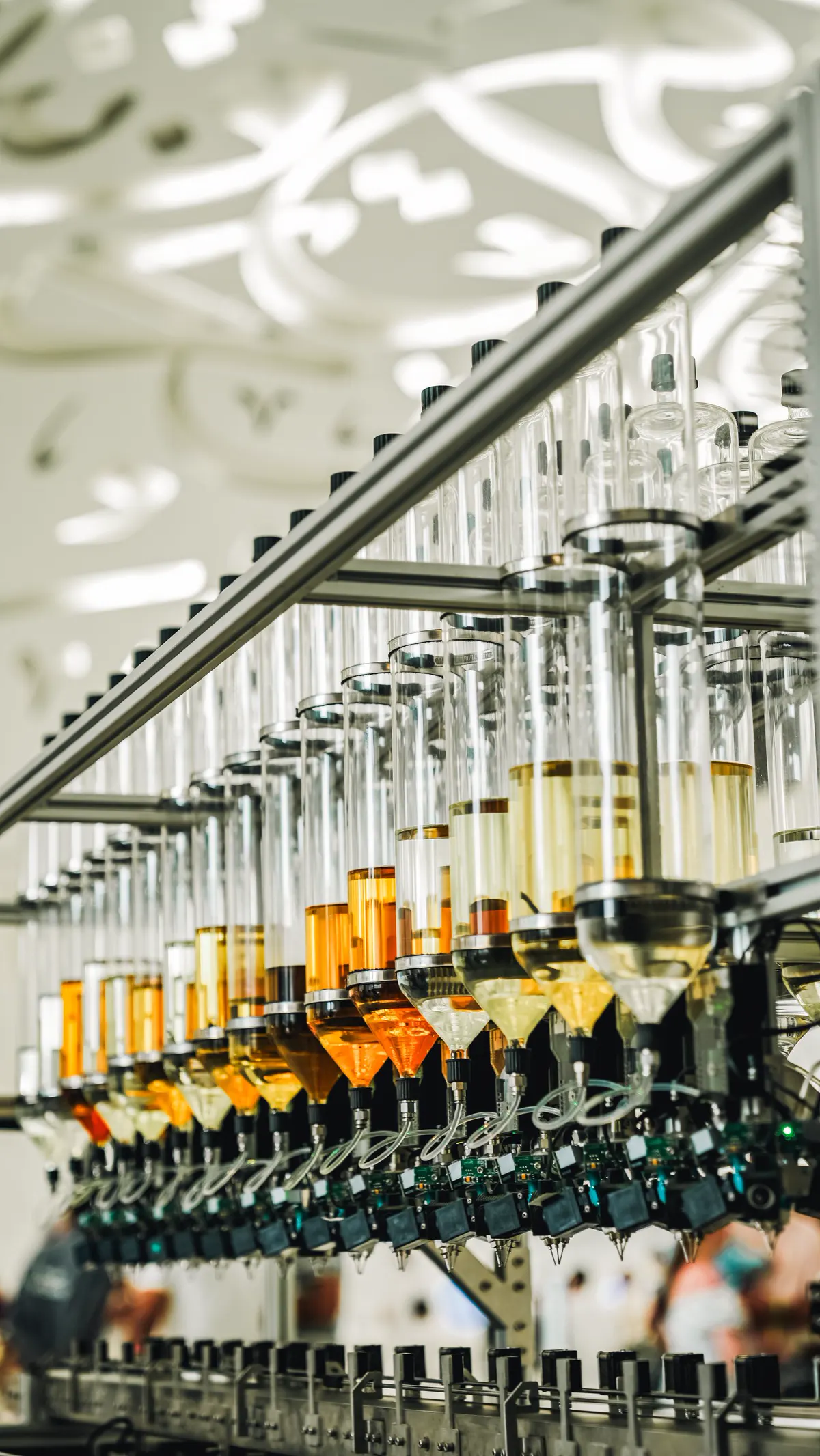 Bottle filling line in a factory
