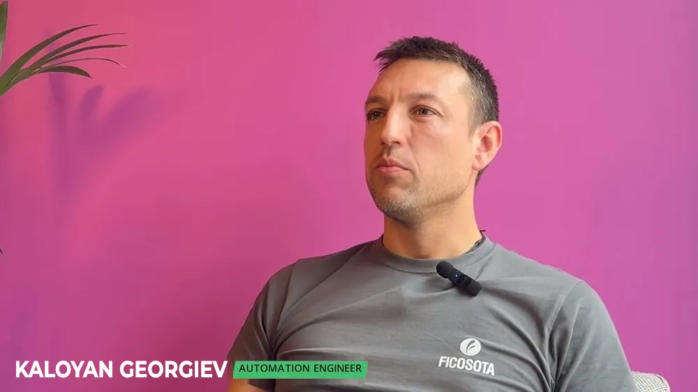 Kaloyan Georgiev, automation engineer at Ficosota, talking about Fabrico